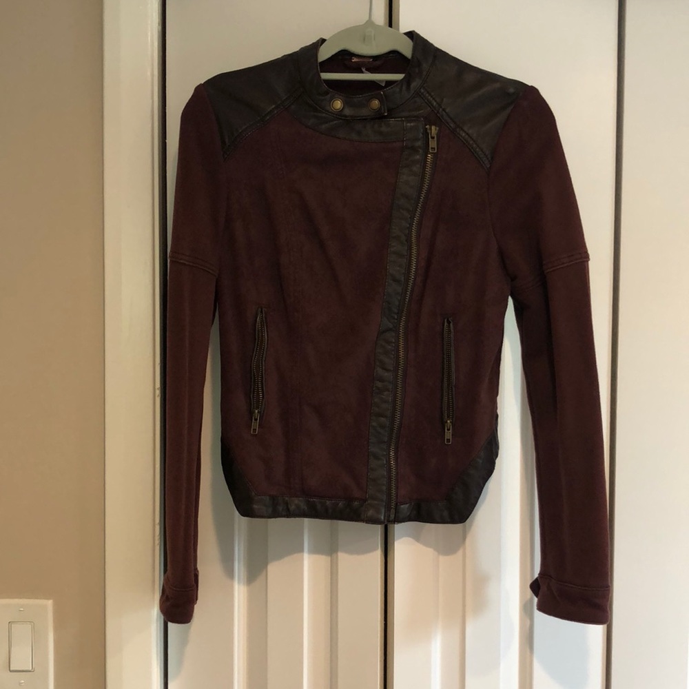 Free People Leather Trim Jacket